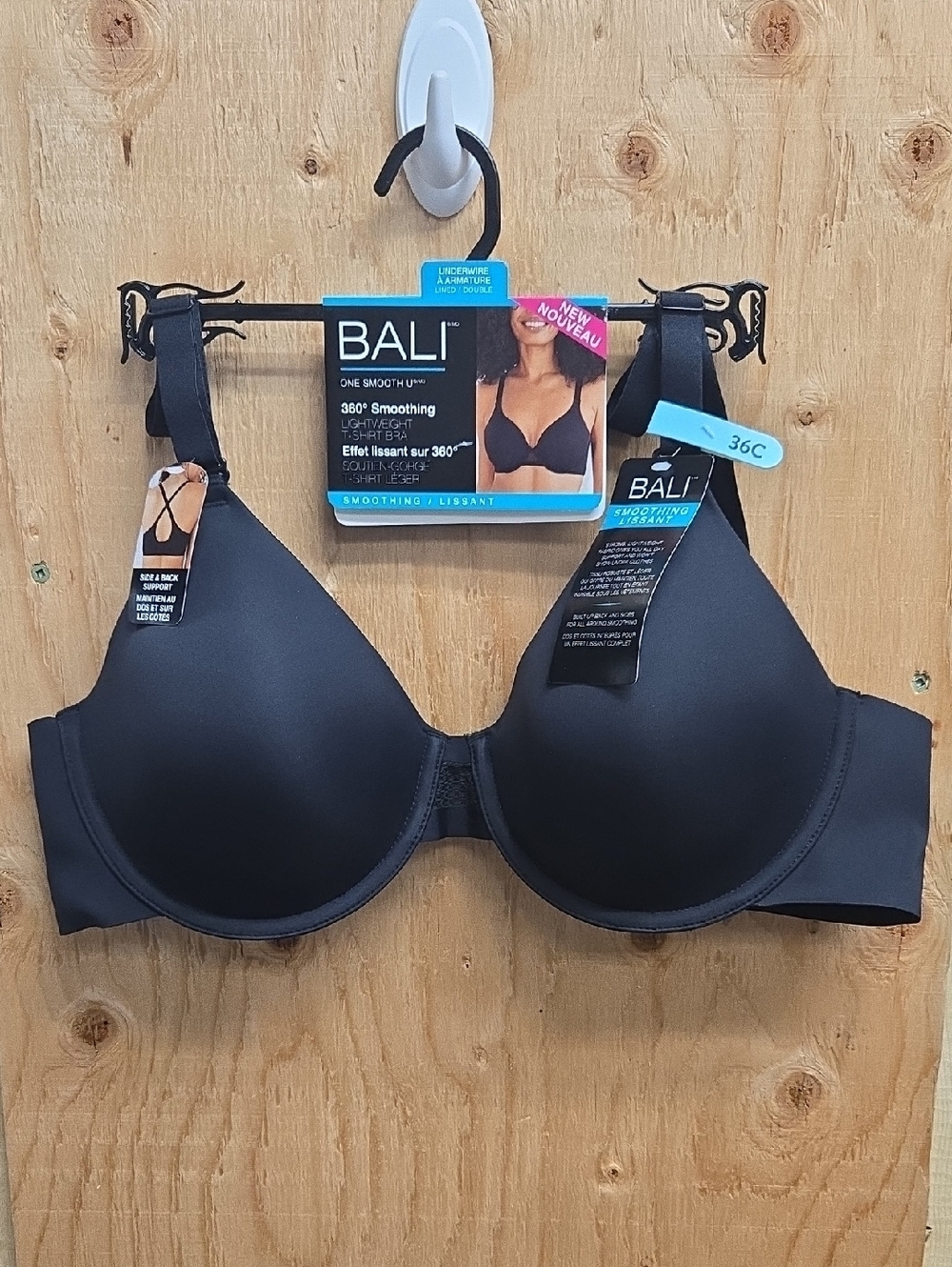 Bali size 36C Black One Smooth U Lightweight T-Shirt Bra